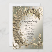 Elegante Moderne Gold dekorative Verlobung Einladung (Vorderseite)