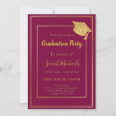 Elegante moderne Gold Glitter Graduation Cap Einladung (Vorderseite)