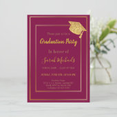 Elegante moderne Gold Glitter Graduation Cap Einladung (Stehend Vorderseite)