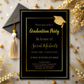 Elegante moderne Gold Glitter Graduation Cap Einladung
