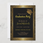 Elegante moderne Gold Glitter Graduation Cap Einladung (Vorderseite)