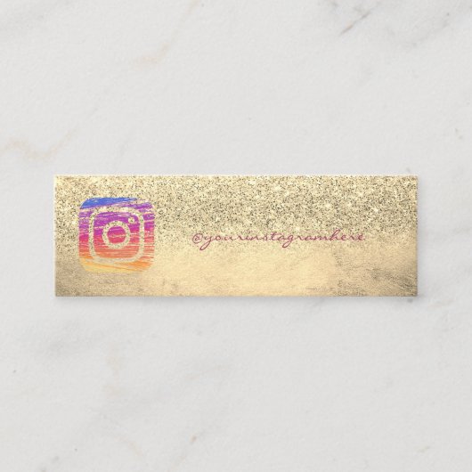 Elegante moderne, Gold Glittery Instagram Social Mini Visitenkarte (Vorderseite)