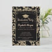 Elegante moderne Gold Glitzer Graduation Cap,Wirbe Einladung (Stehend Vorderseite)