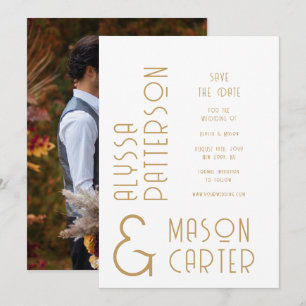 Elegante moderne Gold-Hochzeitsfoto Save The Date
