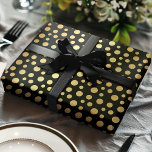Elegante Moderne Gold Imitats Foil Polka Dots on B Geschenkpapier<br><div class="desc">Dieses luxuriöse Verpackungspapier zeichnet sich durch ein modernes Design eleganter Goldfolienpolka-Punkte auf einem schwarzen Hintergrund aus. Ideal für Hochzeiten,  Geburtstage,  Jubiläen und andere besondere Anlässe. Dieses schicke Verpackungspapier fügt jedem Geschenk eine raffinierte Touch hinzu.</div>