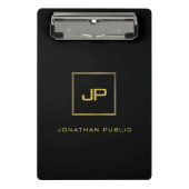 Elegante moderne Gold Monogram Black Template Mini Klemmbrett (Vorderseite)