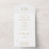 Elegante Moderne Gold Monogram Wedding All In One Einladung (Innen Boden)