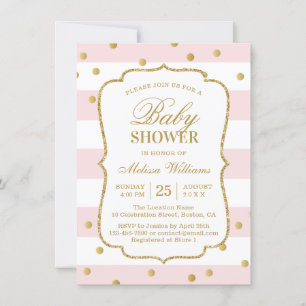 Elegante moderne Gold Pink Baby Dusche Einladung