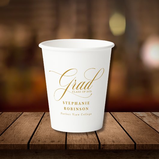 Elegante Moderne Gold Script Graduation Party Pappbecher