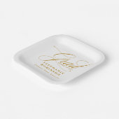 Elegante Moderne Gold Script Graduation Party Pappteller (Gewinkelt)