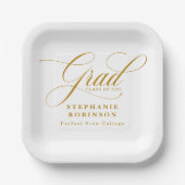 Elegante Moderne Gold Script Graduation Party Pappteller (Vorderseite)