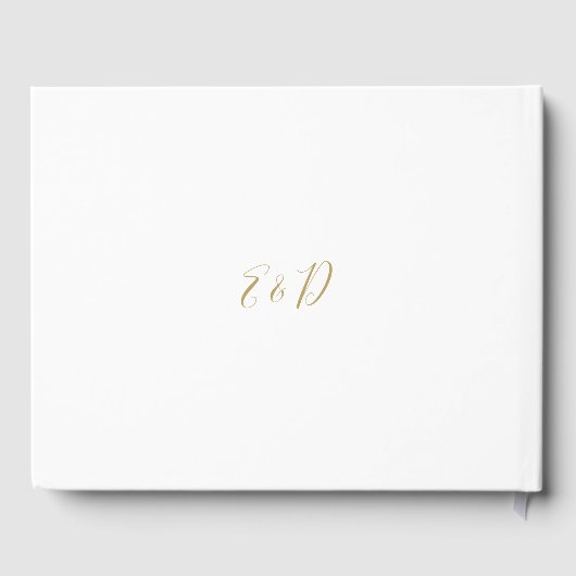 Elegante moderne Gold Script-Hochzeit Gästebuch (Rückseite)