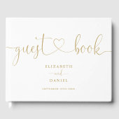 Elegante moderne Gold Script-Hochzeit Gästebuch (Vorderseite)