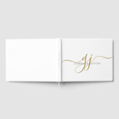 Elegante moderne Gold Script-Initials Name Monogra Gästebuch (Voll)
