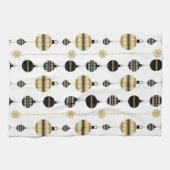 Elegante Moderne Gold und Schwarze Weihnachtsschmu Geschirrtuch (Horizontal)