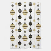 Elegante Moderne Gold und Schwarze Weihnachtsschmu Geschirrtuch (Vertikal)