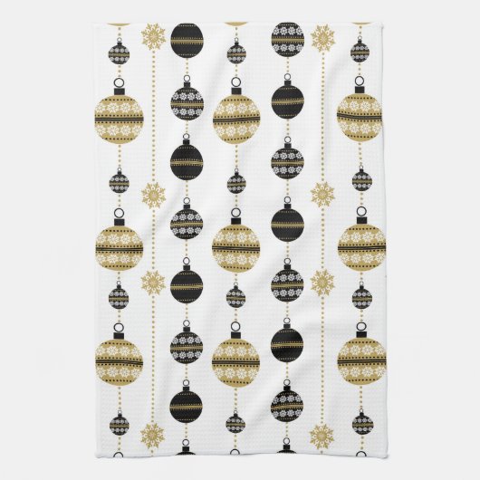 Elegante Moderne Gold und Schwarze Weihnachtsschmu Geschirrtuch (Vertikal)