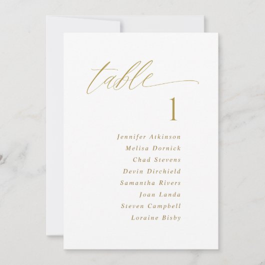 Elegante moderne Gold Wedding Seating Chart Cards Einladung (Vorderseite)
