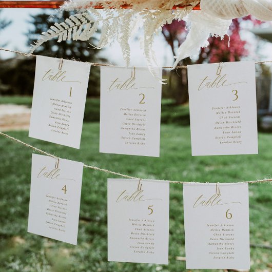 Elegante moderne Gold Wedding Seating Chart Cards Einladung