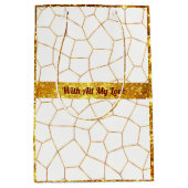 Elegante, moderne Gold Weißharte Glaskollektion Mittlere Geschenktüte (Vorderseite)