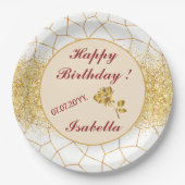 Elegante, moderne Gold Weißharte Glaskollektion Pappteller (Vorderseite)