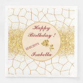 Elegante, moderne Gold Weißharte Glaskollektion Serviette (Vorderseite)