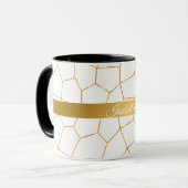 Elegante, moderne Gold Weißharte Glaskollektion Tasse (Vorderseite Links)