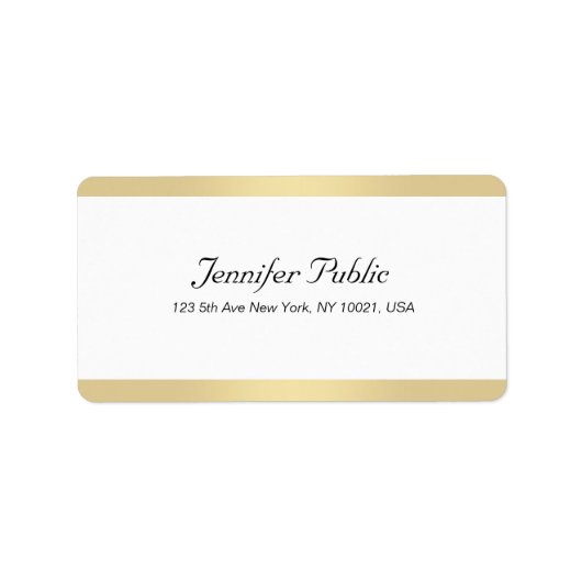Elegante moderne Gold White Chic Handschrift Einfa Adressaufkleber (Vorne)