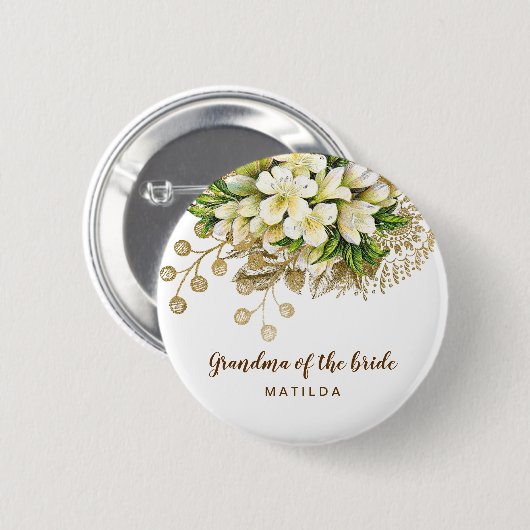 Elegante, moderne Goldblütengroßma der Braut Button (Vorne & Hinten)