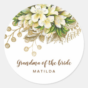 Elegante moderne goldene florale Großmutter der Br Runder Aufkleber