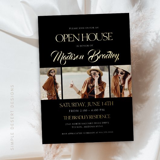 Elegante Moderne Goldene Foil Abschluss Einladung