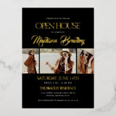 Elegante Moderne Goldene Foil Abschluss Einladung (Vorderseite)