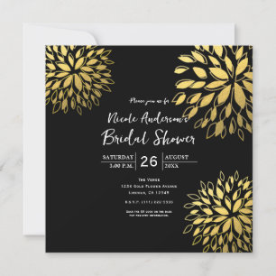 Elegante moderne goldene Folien-Blumen-Einladung i Einladung