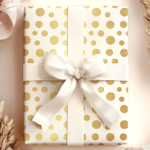 Elegante moderne goldene Folien-Polka-Punkte auf W Geschenkpapier