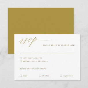 Elegante moderne goldene Kalligrafie-Hochzeit RSVP Karte