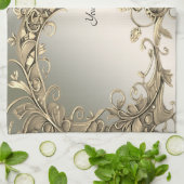 Elegante moderne, goldene Küchenhandtücher Geschirrtuch (Gefaltet)