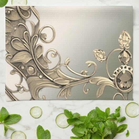 Elegante moderne, goldene Küchenhandtücher Geschirrtuch (Gefaltet)