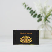 Elegante, moderne, goldene Lotus-Blume Visitenkarte (Stehend Vorderseite)