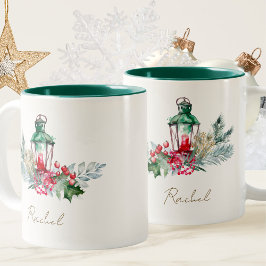 Elegante Moderne Goldene Snowflake Watercolor Zweifarbige Tasse