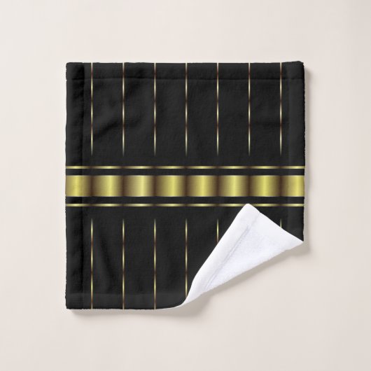 Elegante Moderne goldene Streifen Geometrisches Sc Badhandtuch Set (Waschlappen)