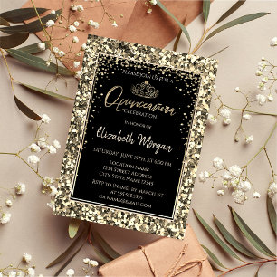 Elegante moderne goldene Tiara, Sequins Quinceaner Einladung