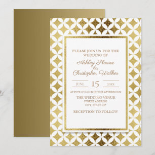 Elegante moderne goldene und weiße Hochzeitseinlad Einladung