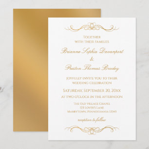 Elegante moderne goldene und weiße wunderliche Hoc Einladung