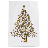 Elegante Moderne Goldene Weihnachtsbaume Mittlere Geschenktüte (Vorderseite)