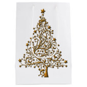 Elegante Moderne Goldene Weihnachtsbaume Mittlere Geschenktüte (Rückseite)