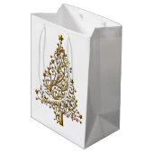 Elegante Moderne Goldene Weihnachtsbaume Mittlere Geschenktüte (Rückseite Schrägansicht)