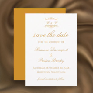 Elegante moderne goldene wunderliche Monogramm-Hoc Save The Date