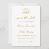 Elegante moderne goldene wunderliche Monogramm-Hoc Save The Date (Vorderseite)