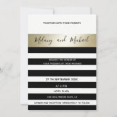 Elegante moderne goldfarbene schwarz-weiße Streife Einladung (Vorderseite)