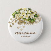Elegante, moderne Goldflora Mutter der Braut Button (Vorderseite)